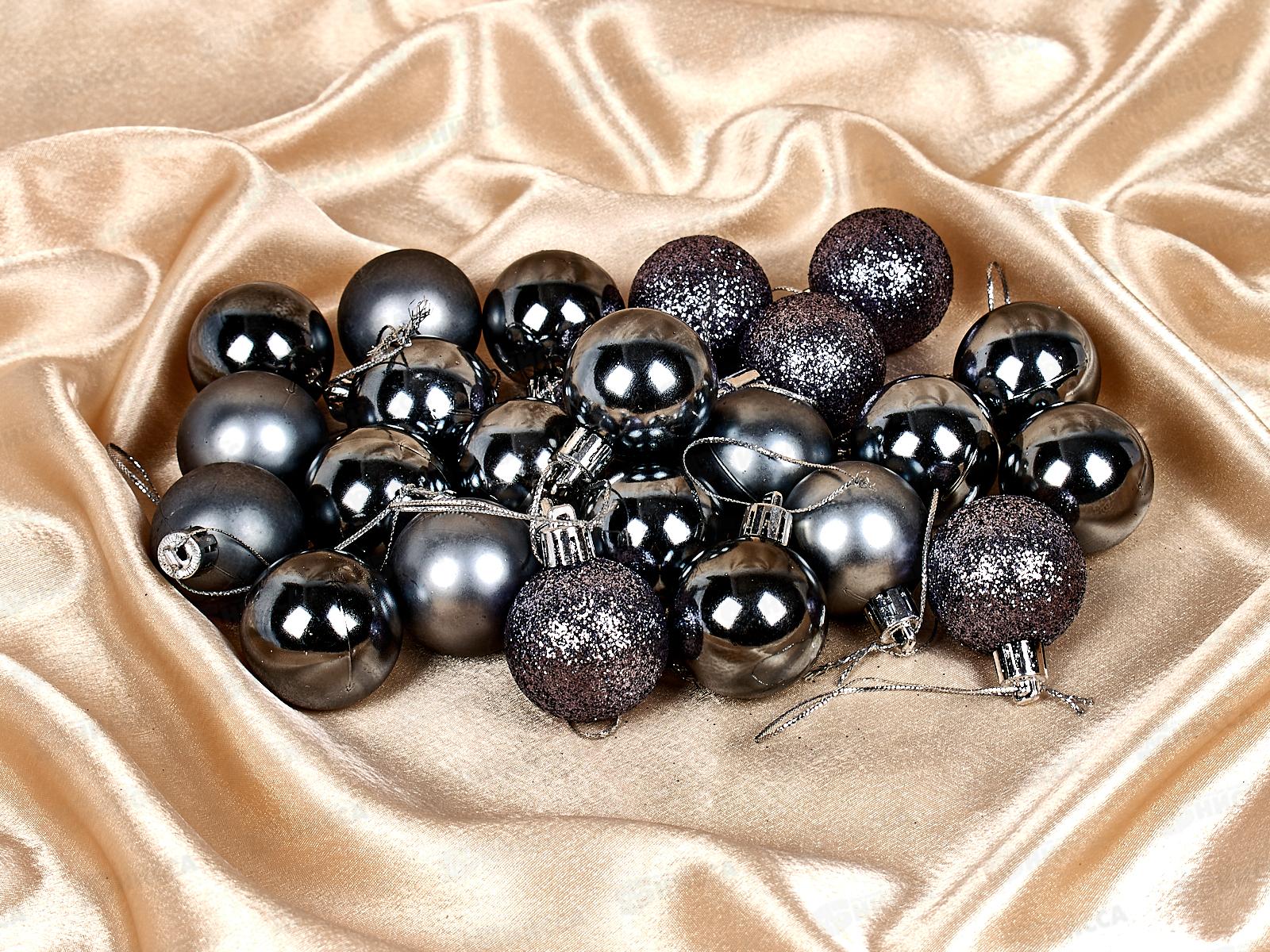 Набор елочных шаров 24шт &quotМикс фактур&quot 4см графит 652-242