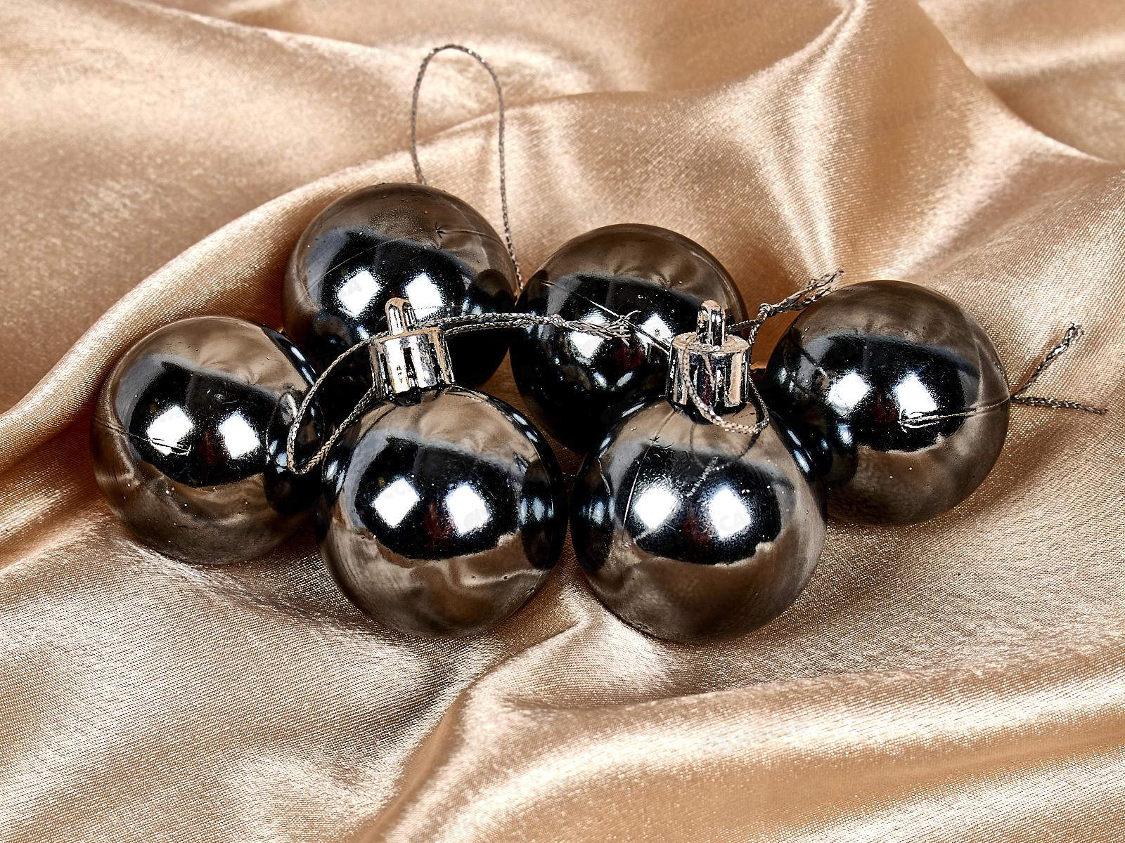 Набор елочных шаров 6шт &quotГлянец&quot 4см графит 652-240