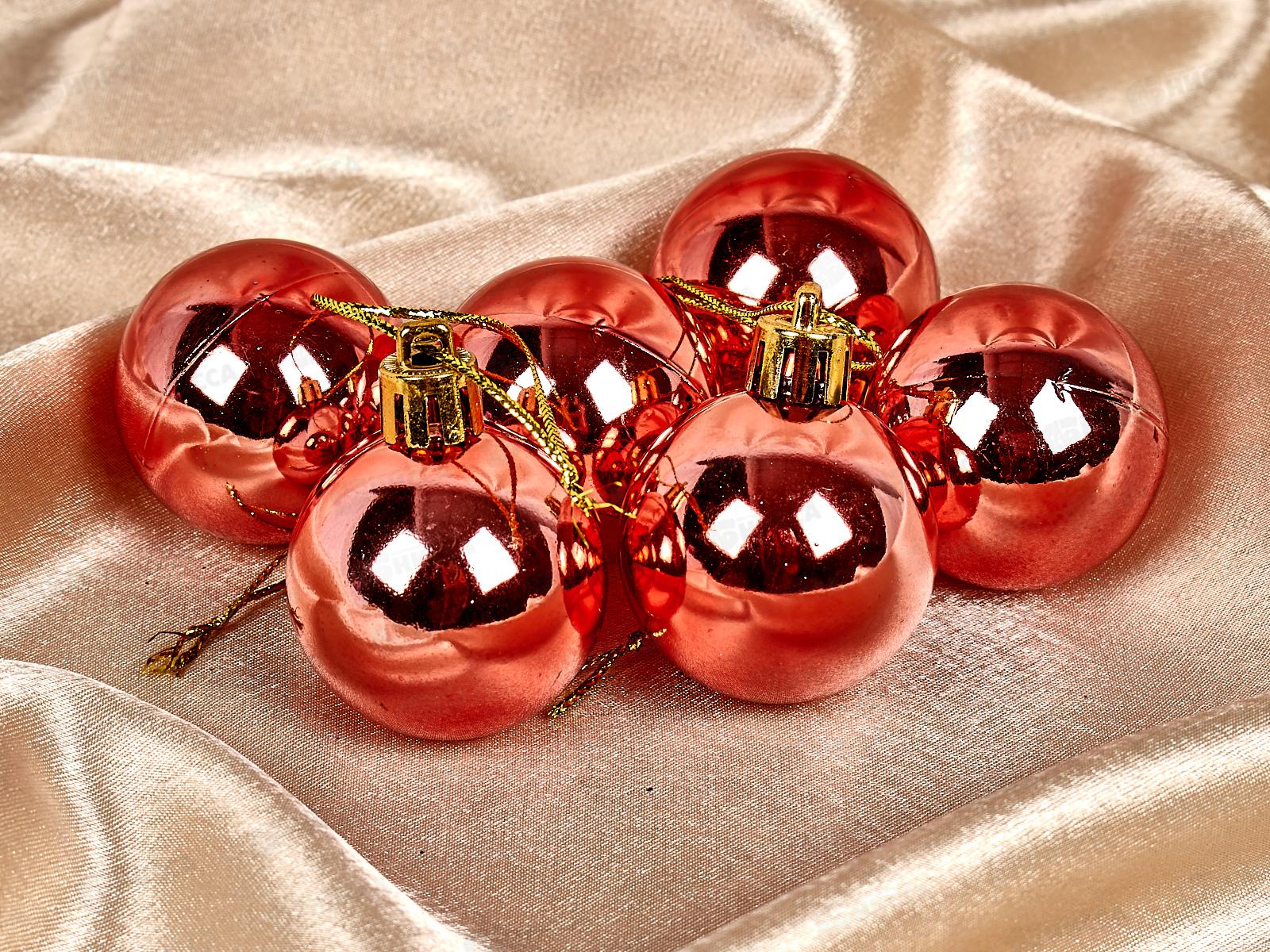 Набор елочных шаров 6шт &quotГлянец&quot 4см розовое золото 652-238