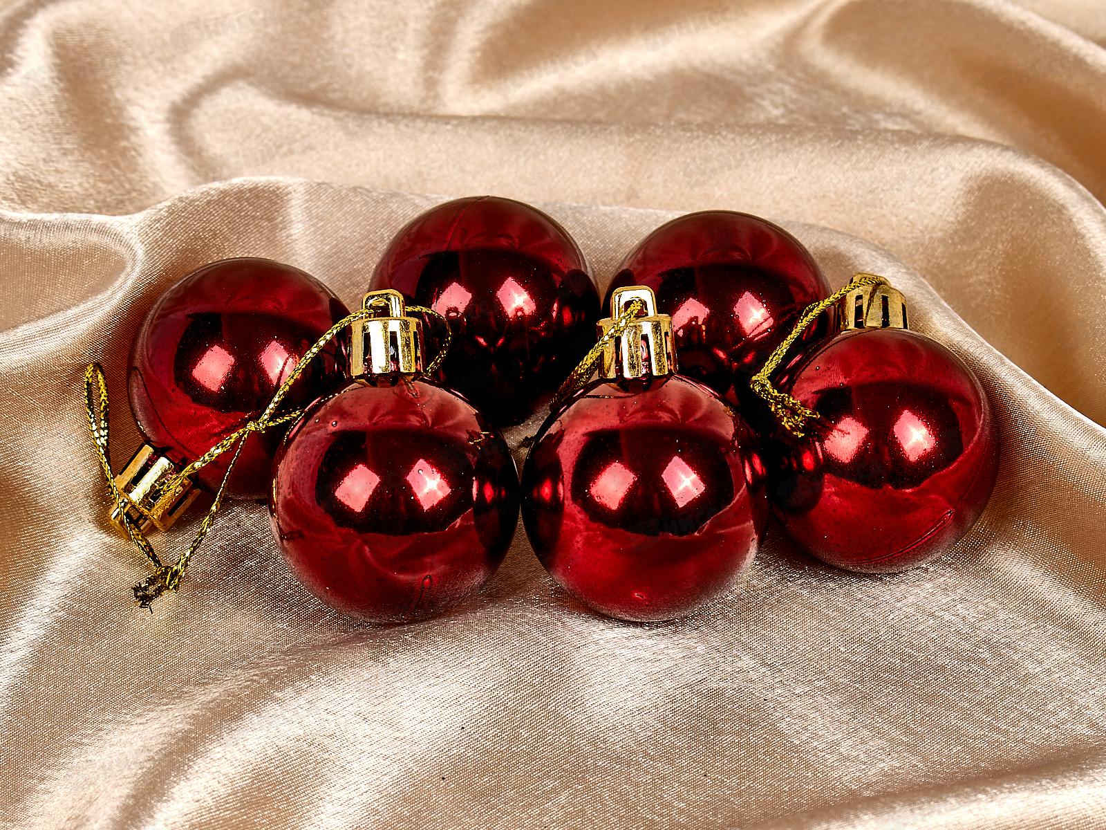 Набор елочных шаров 6шт &quotГлянец&quot 4см темный рубин 652-236