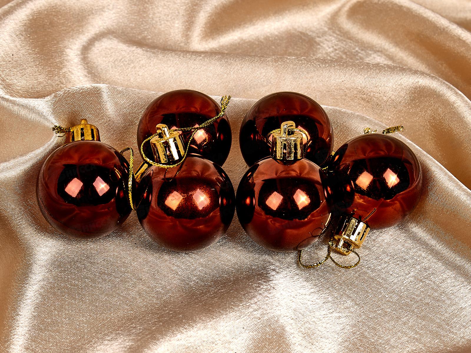 Набор елочных шаров 6шт &quotГлянец&quot 4см шоколад 652-237