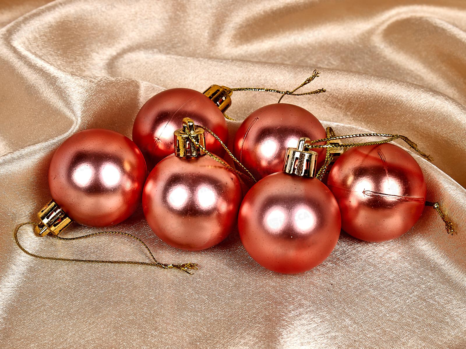 Набор елочных шаров 6шт &quotМатовый&quot 4см розовое золото 652-245