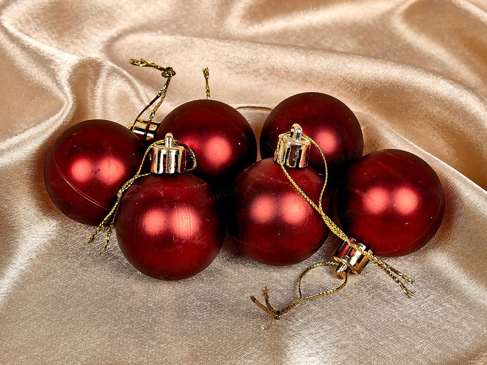 Набор елочных шаров 6шт &quotМатовый&quot 4см темный рубин 652-243