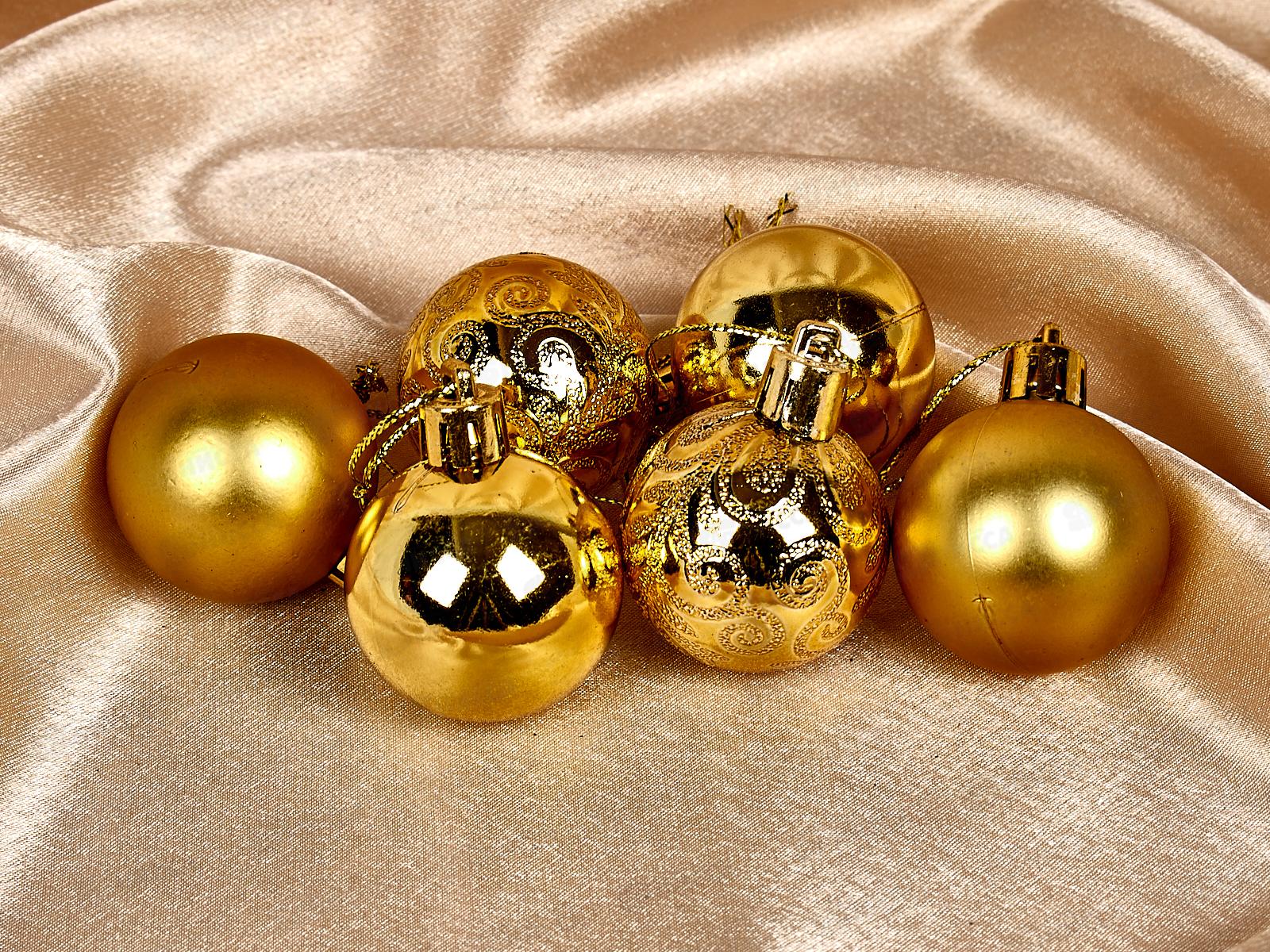 Набор елочных шаров 6шт &quotМикс фактур&quot 4см золотой 183-843