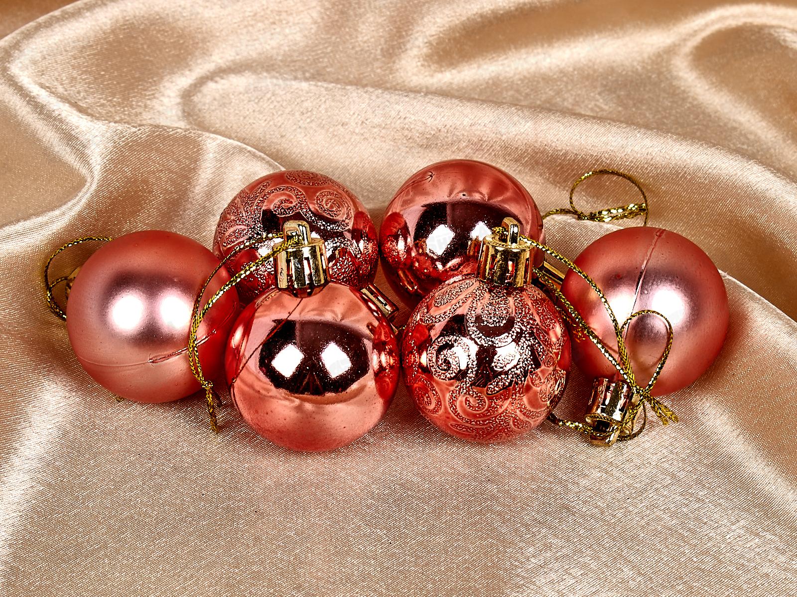 Набор елочных шаров 6шт &quotМикс фактур&quot 4см розовое золото 652-265