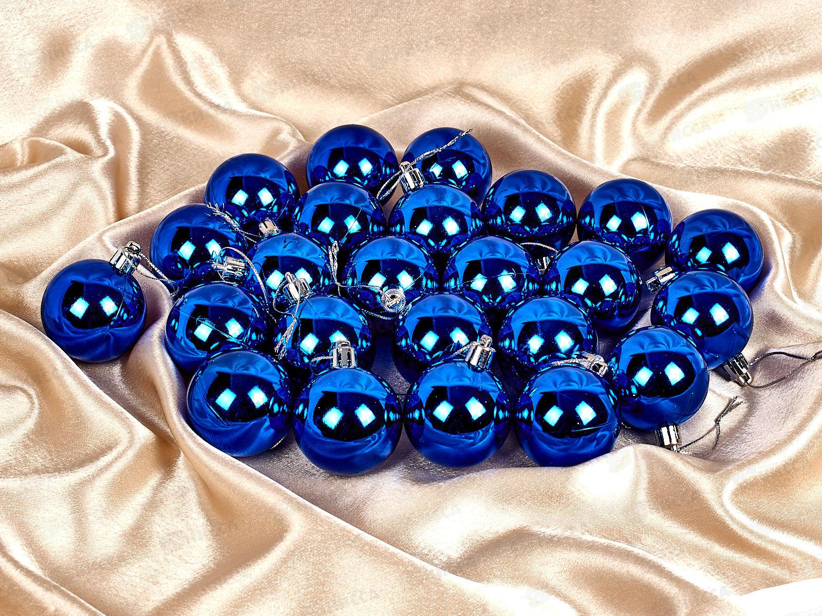 Набор елочных шаров 24шт &quotГлянец&quot 5см синий 201-0634