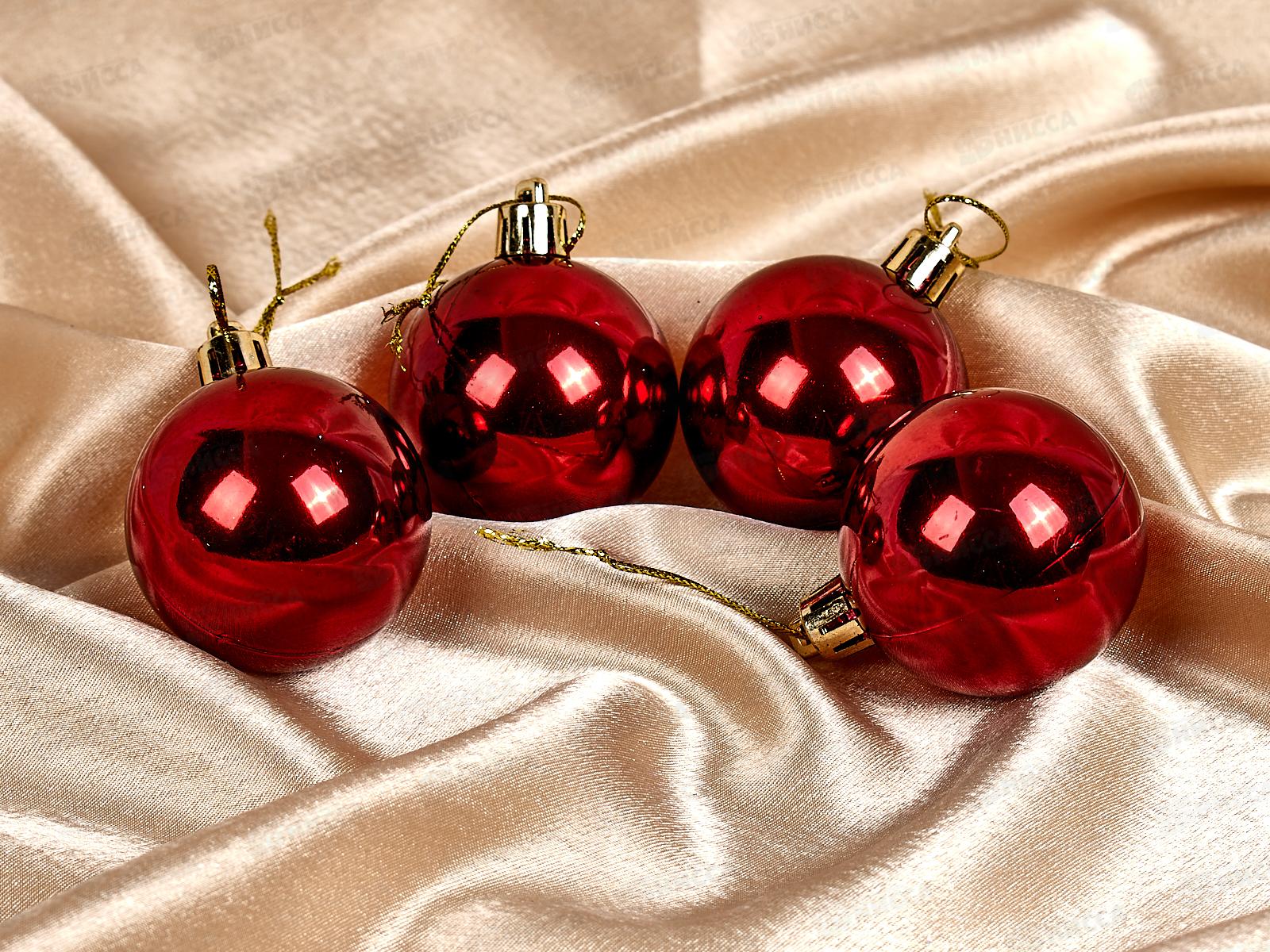 Набор елочных шаров 4шт &quotГлянец&quot 5см рубин 652-253
