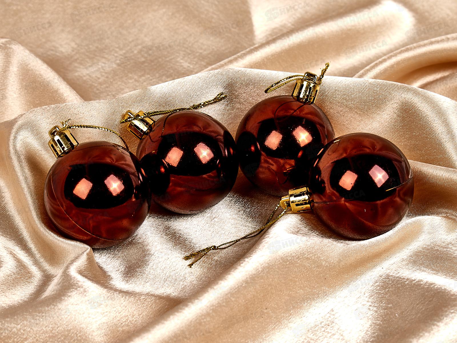 Набор елочных шаров 4шт &quotГлянец&quot 5см шоколад 652-254