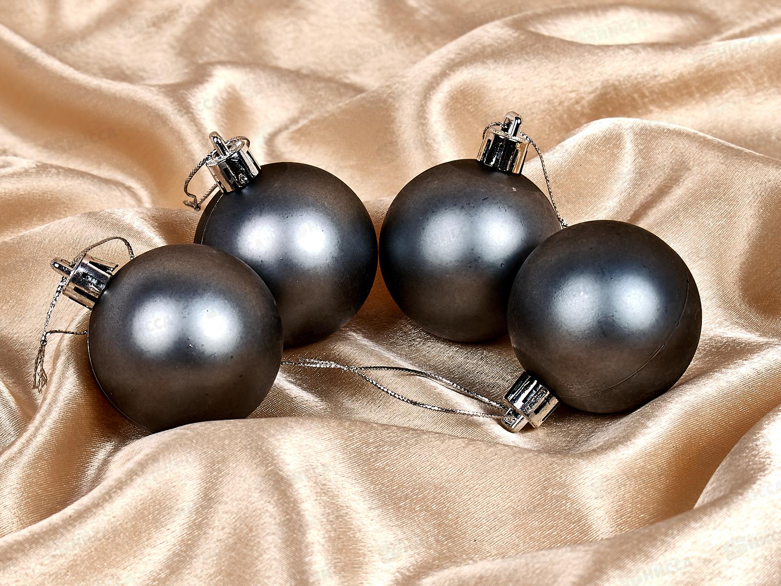 Набор елочных шаров 4шт &quotМатовый&quot 5см графит 652-262