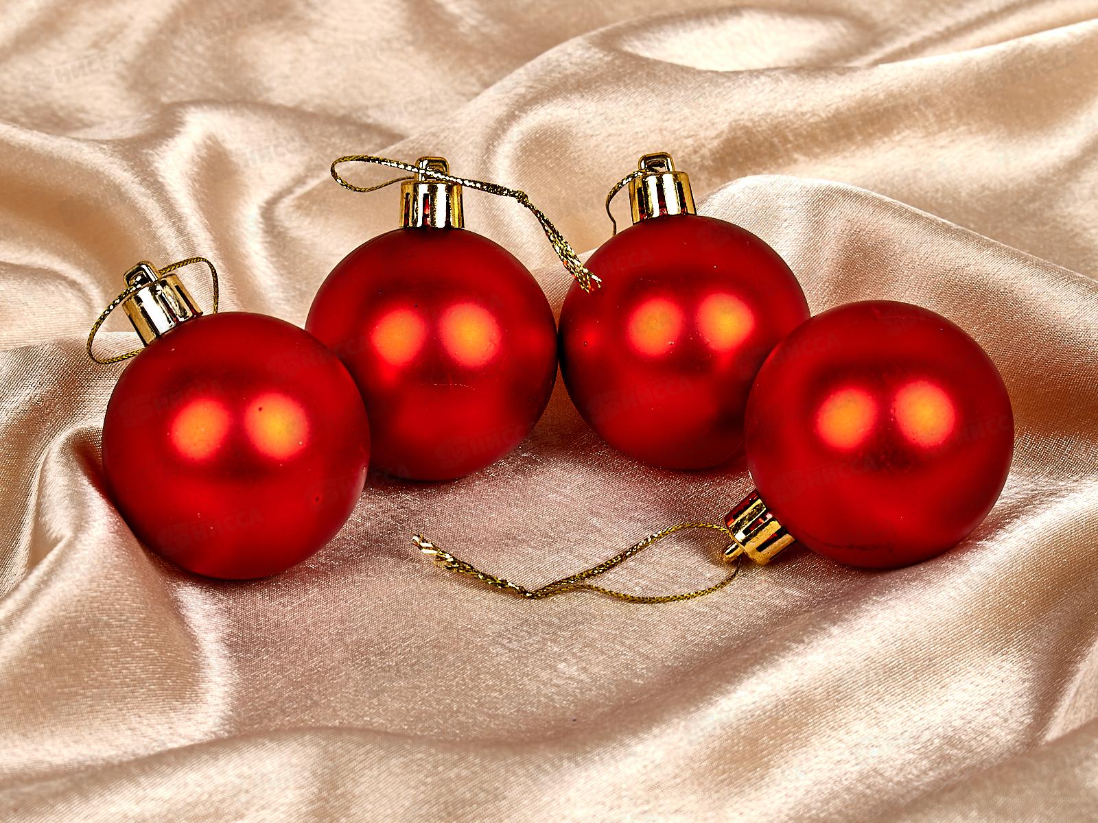 Набор елочных шаров 4шт &quotМатовый&quot 5см красный 183-851