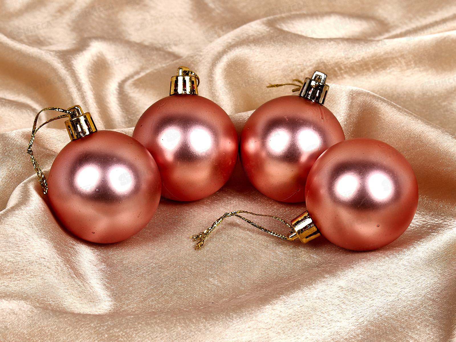 Набор елочных шаров 4шт &quotМатовый&quot 5см розовое золото 652-260