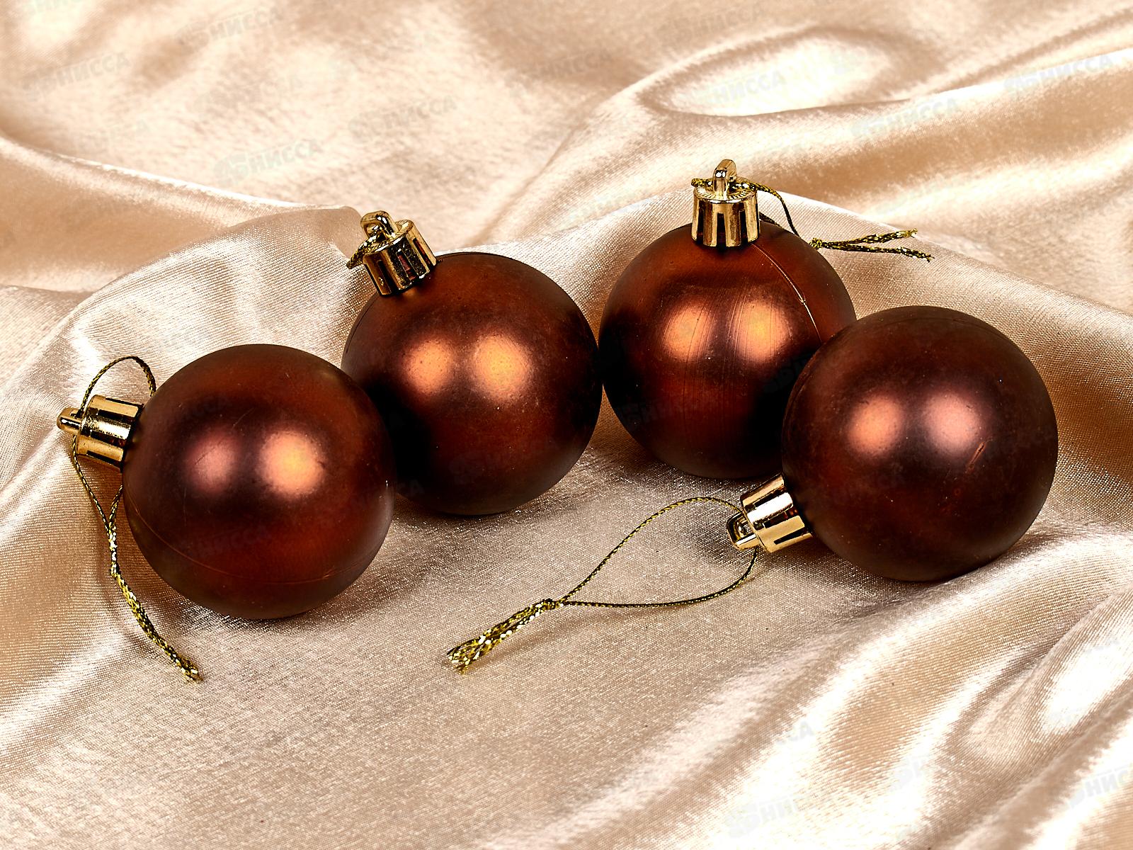 Набор елочных шаров 4шт &quotМатовый&quot 5см шоколад 652-259