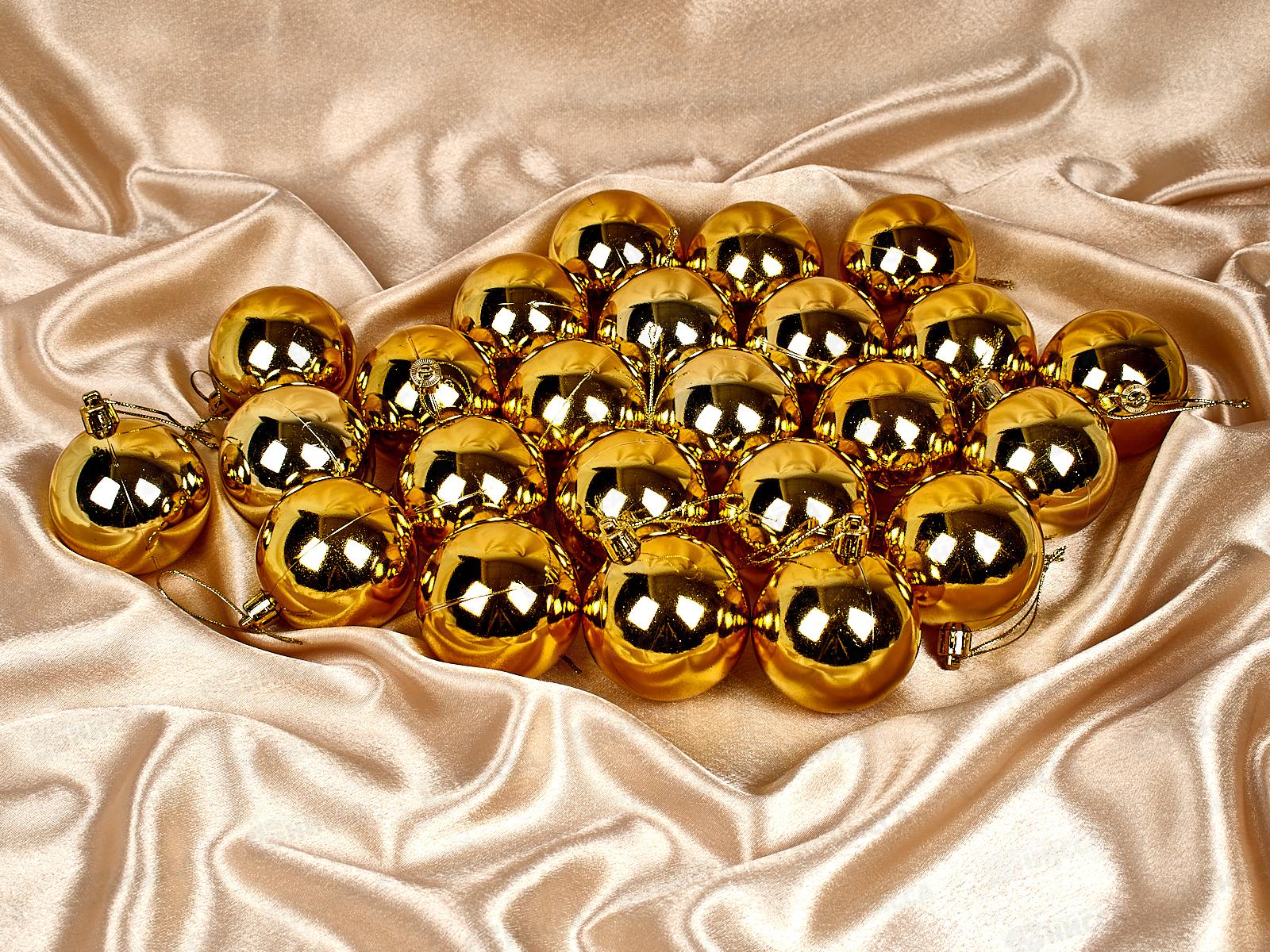 Набор елочных шаров 24шт &quotГлянец&quot 6см золото 201-0640