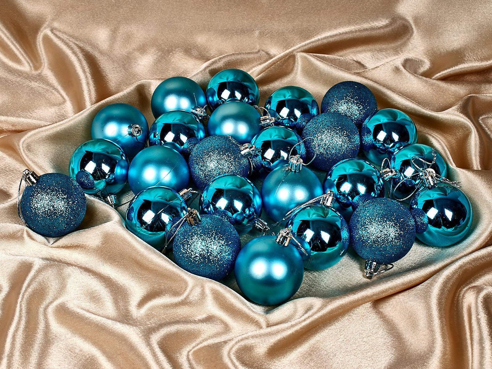 Набор елочных шаров 24шт &quotМикс фактур&quot 6см голубой 201-0649