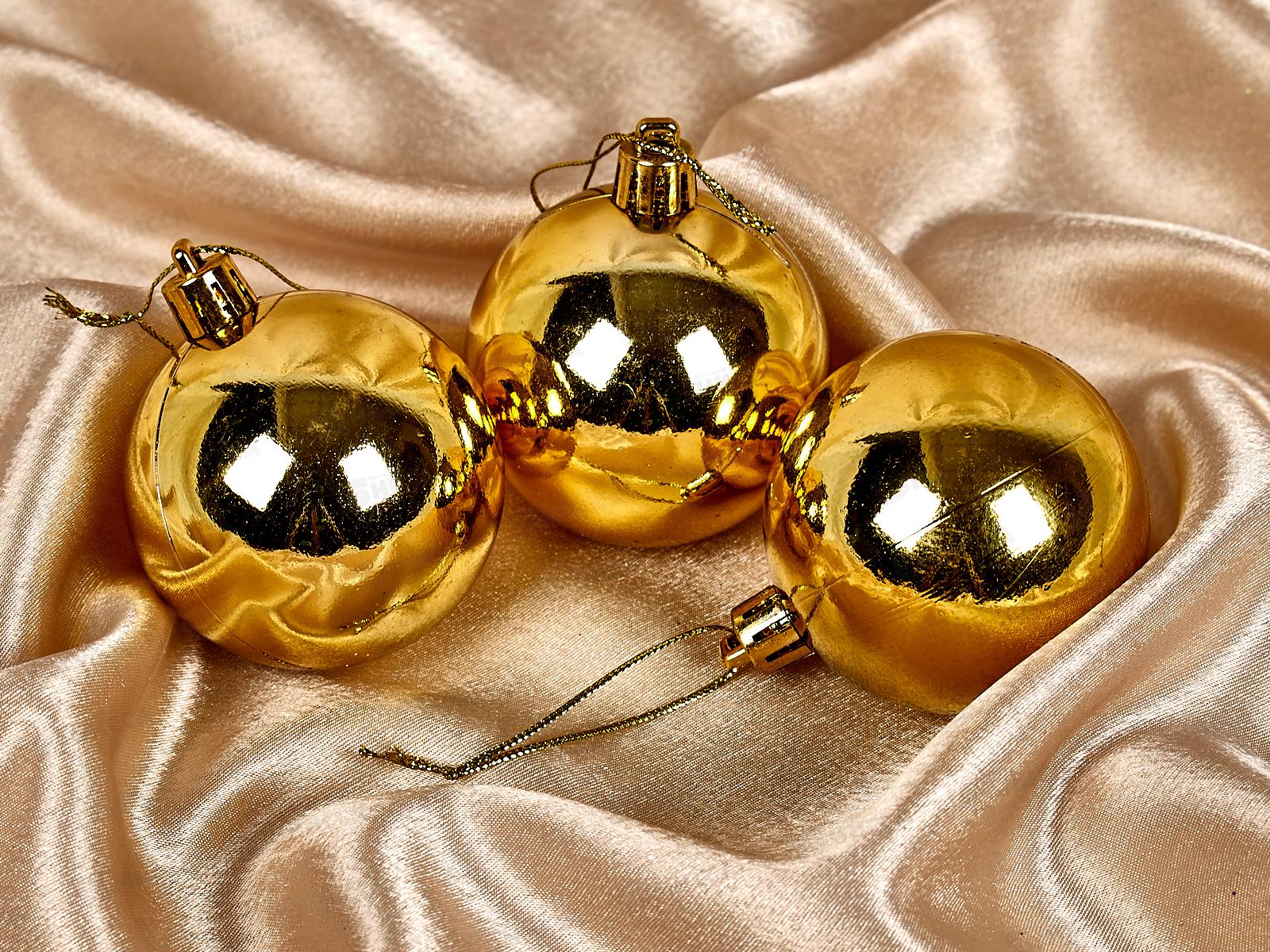 Набор елочных шаров 3шт &quotГлянец&quot 6см золотой 183-861