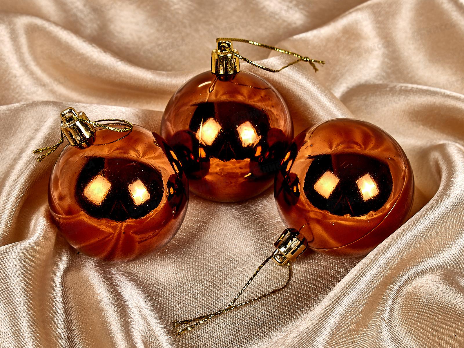 Набор елочных шаров 3шт &quotГлянец&quot 6см шоколад 201-1696