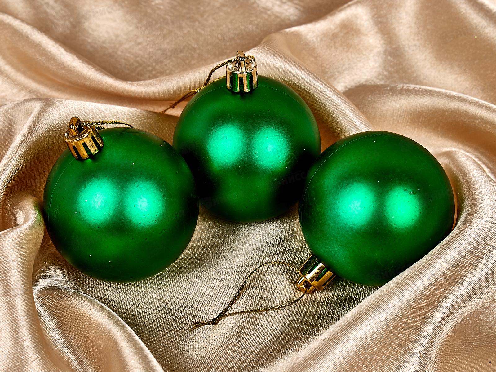 Набор елочных шаров 3шт &quotМатовый&quot 6см зеленый 183-874