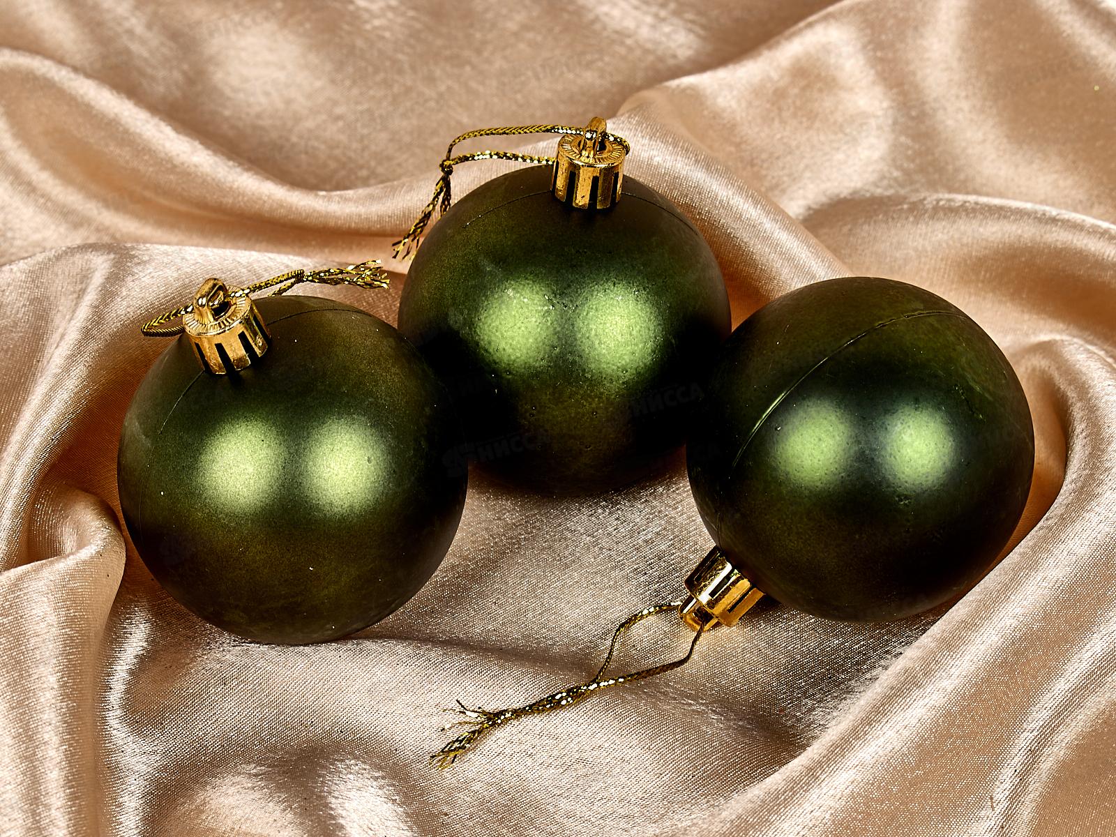 Набор елочных шаров 3шт &quotМатовый&quot 6см изумруд 201-1702