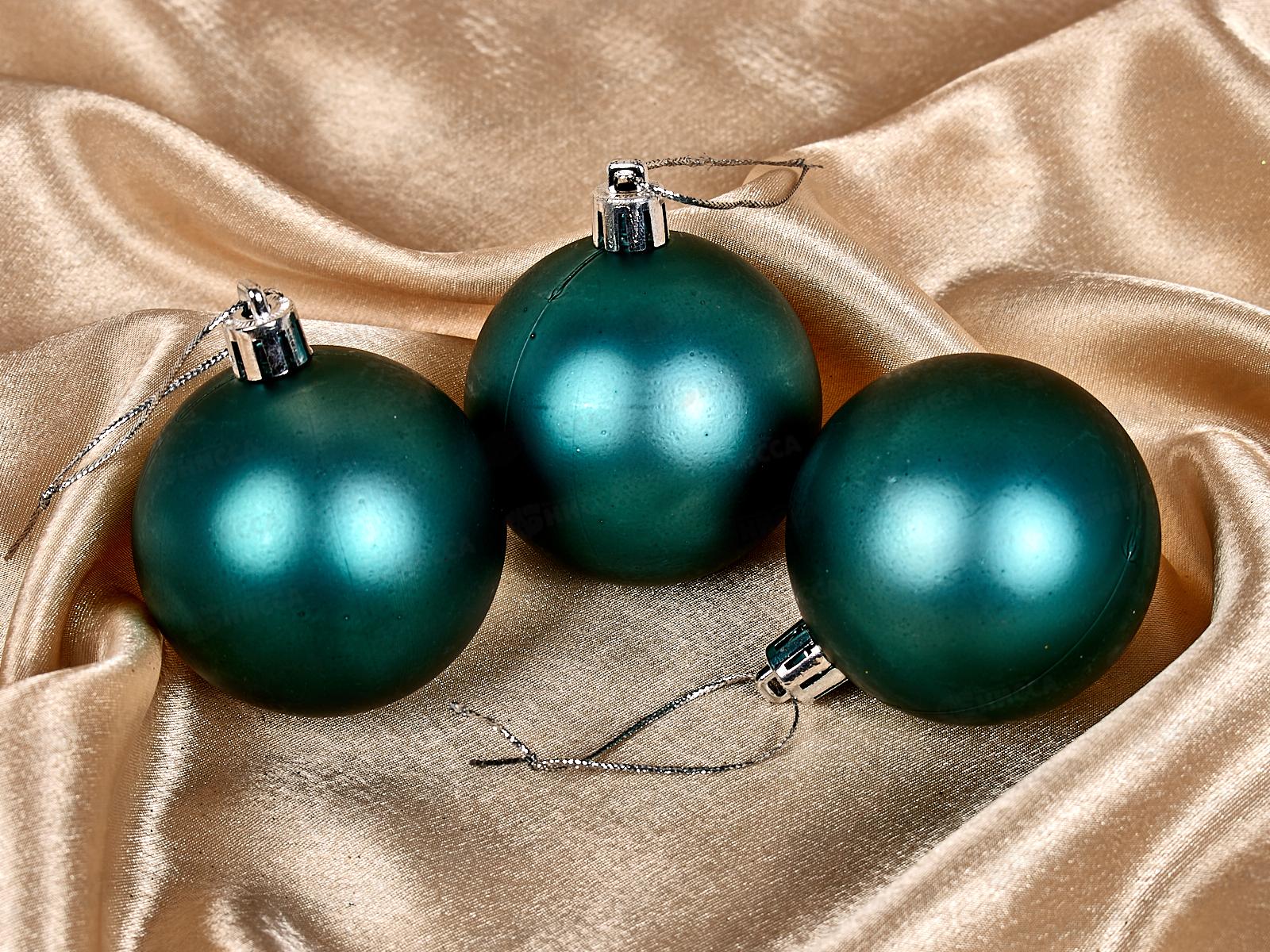Набор елочных шаров 3шт &quotМатовый&quot 6см темный нефрит 201-1700