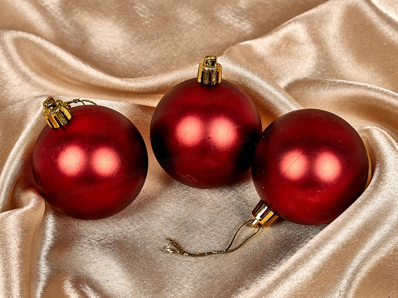 Набор елочных шаров 3шт &quotМатовый&quot 6см темный рубин 201-1698