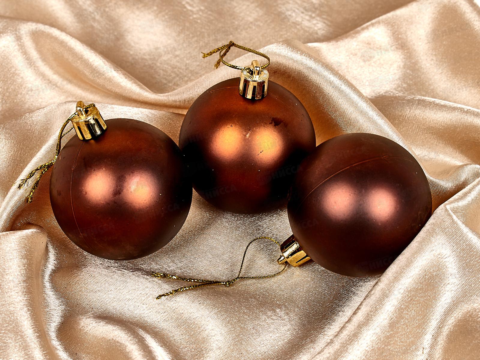 Набор елочных шаров 3шт &quotМатовый&quot 6см шоколад 201-1699