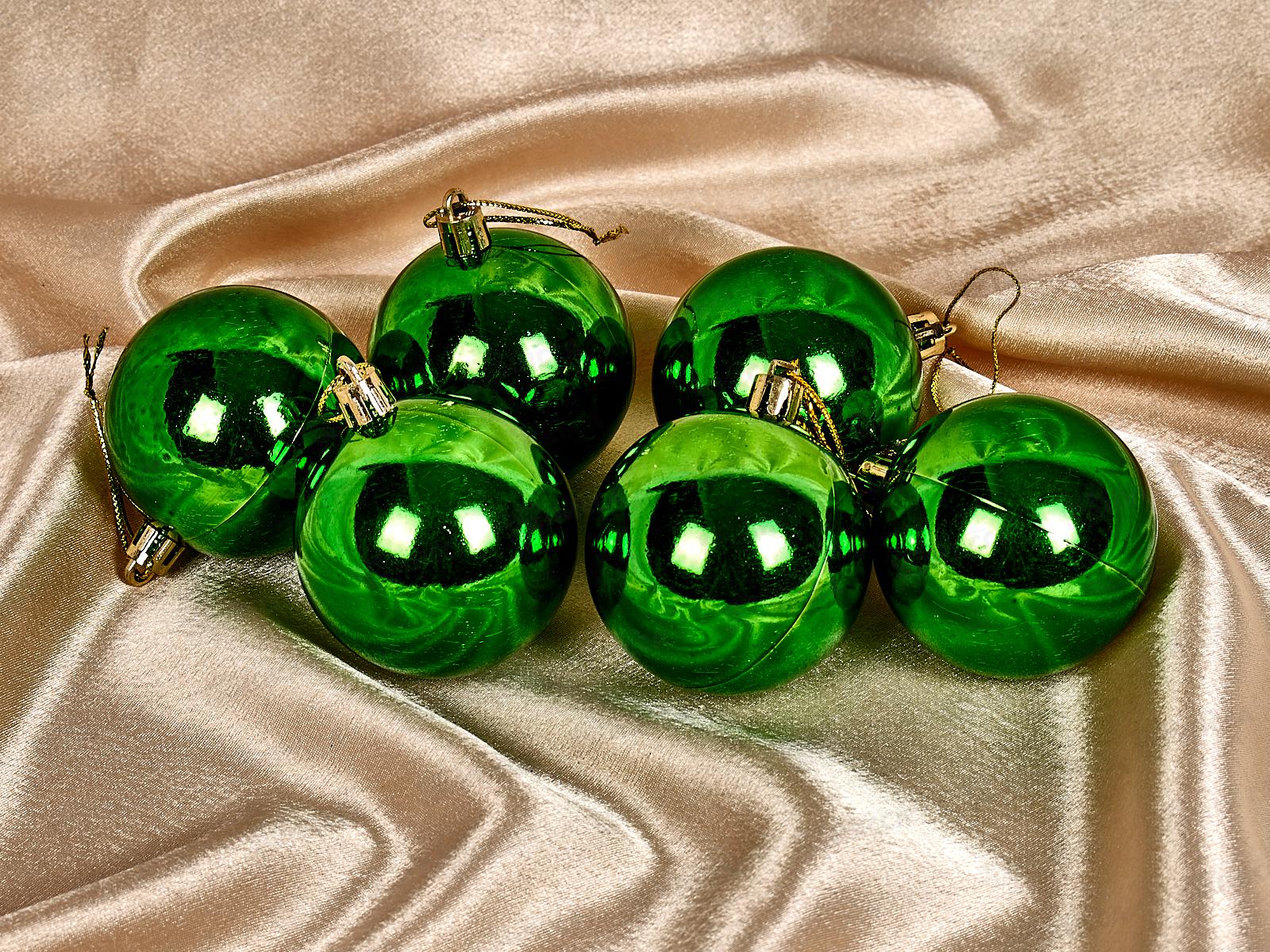 Набор елочных шаров 6шт &quotГлянец&quot 6см зеленый 201-1704