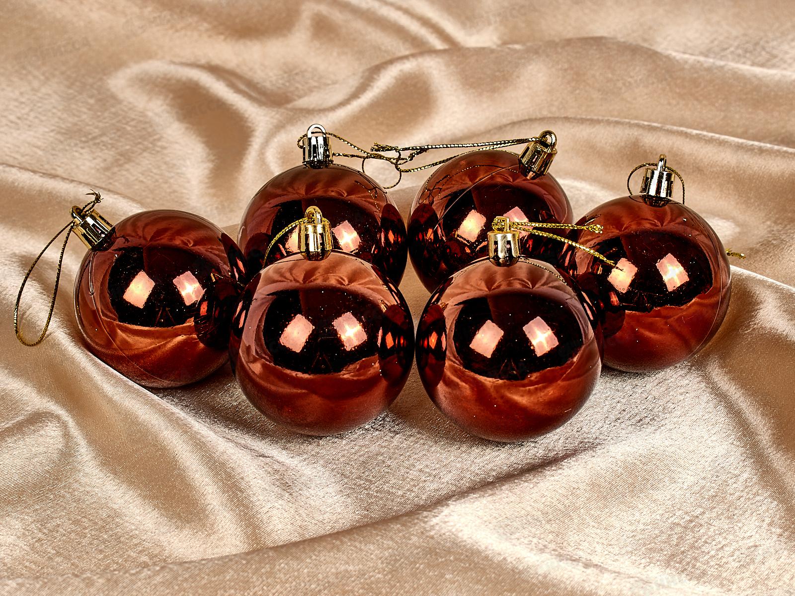 Набор елочных шаров 6шт &quotГлянец&quot 6см шоколад 201-1712