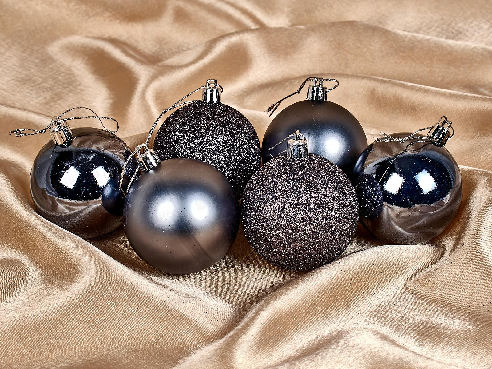 Набор елочных шаров 6шт &quotМикс фактур&quot 6см графит 201-1727