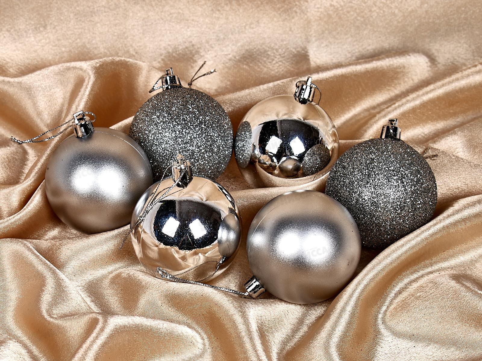 Набор елочных шаров 6шт &quotМикс фактур&quot 6см серебро 201-1735