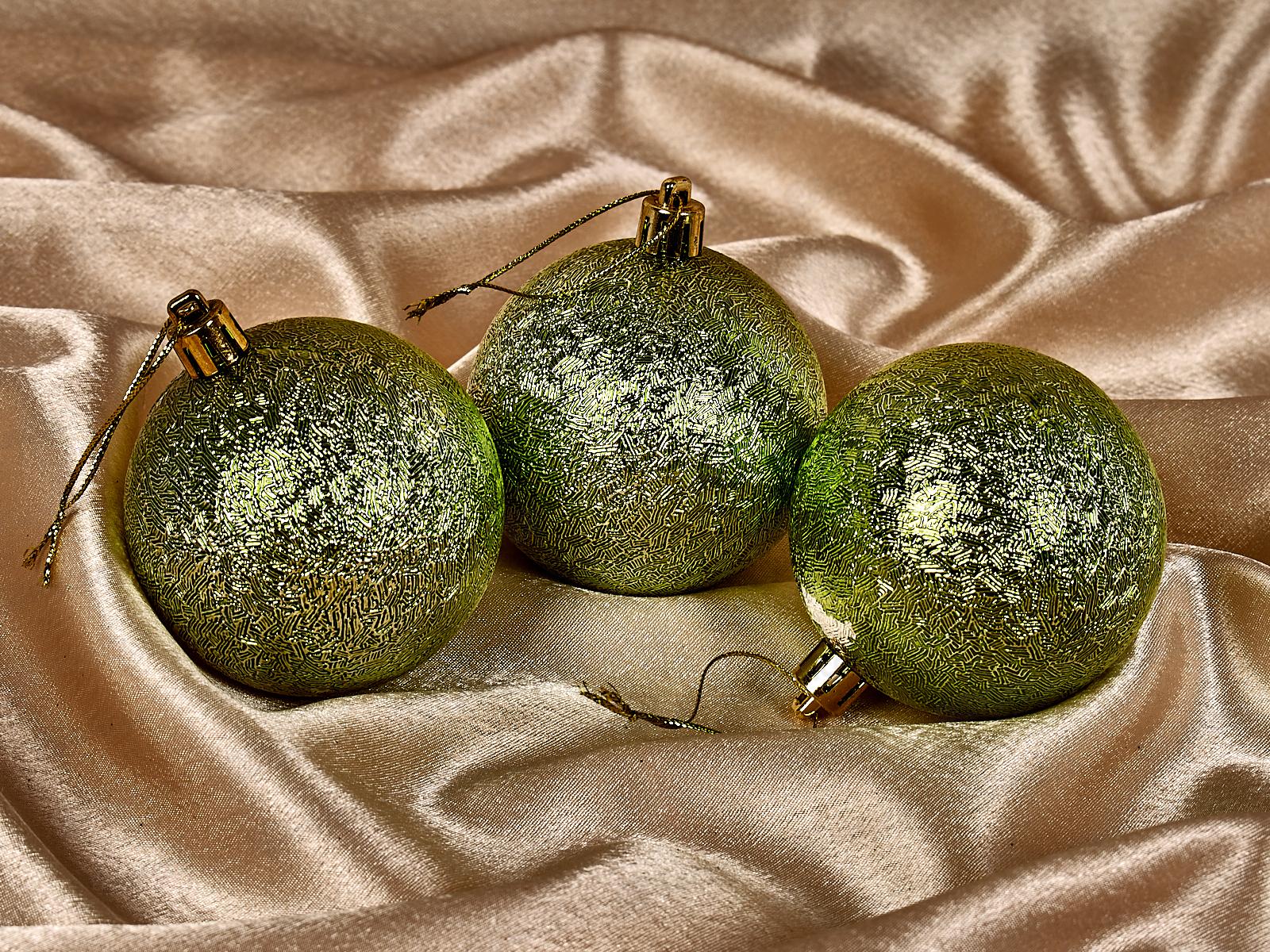 Набор елочных шаров 3шт &quotМягкий блеск&quot 7см салатовый 201-0562