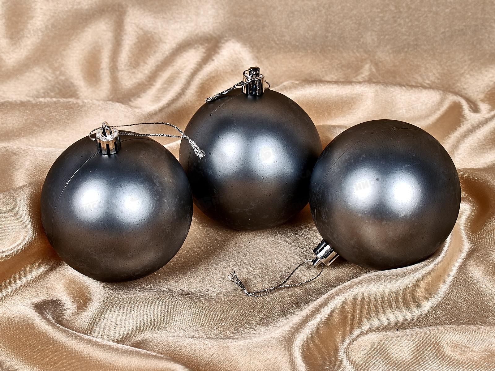 Набор елочных шаров 3шт &quotМатовый&quot 8см графит 201-1760