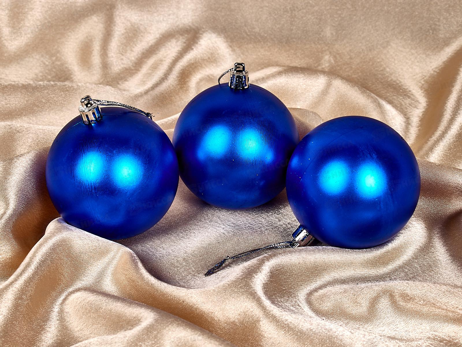 Набор елочных шаров 3шт &quotМатовый&quot 8см синий 183-933