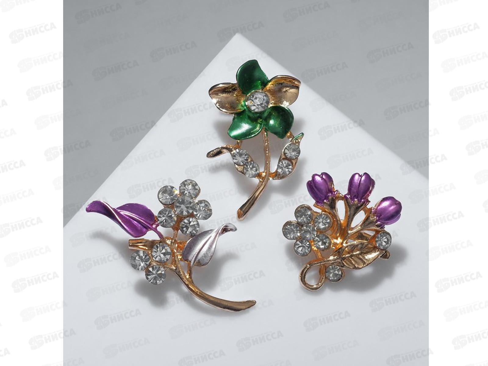 Брошь "Цветочные букетики" микс 3714506 *12