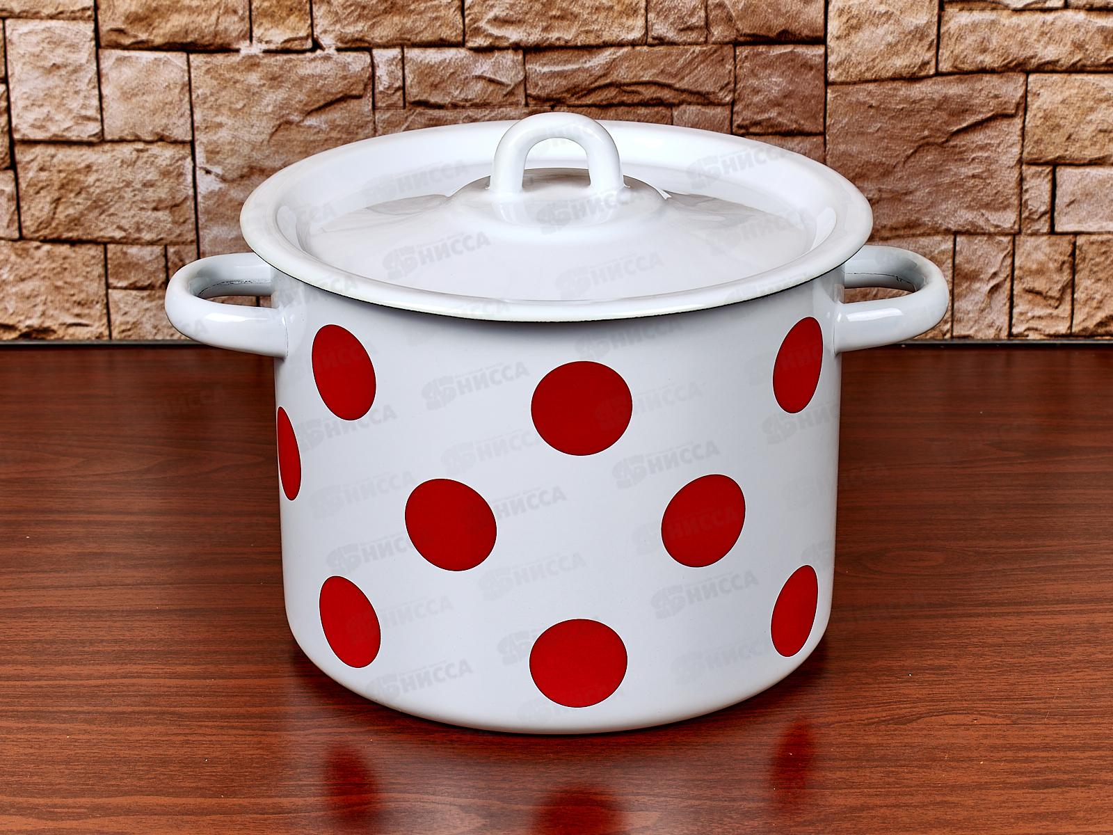 Кастрюля 3,5л цилиндрическая  Красный горох, с петлей  С1612*79