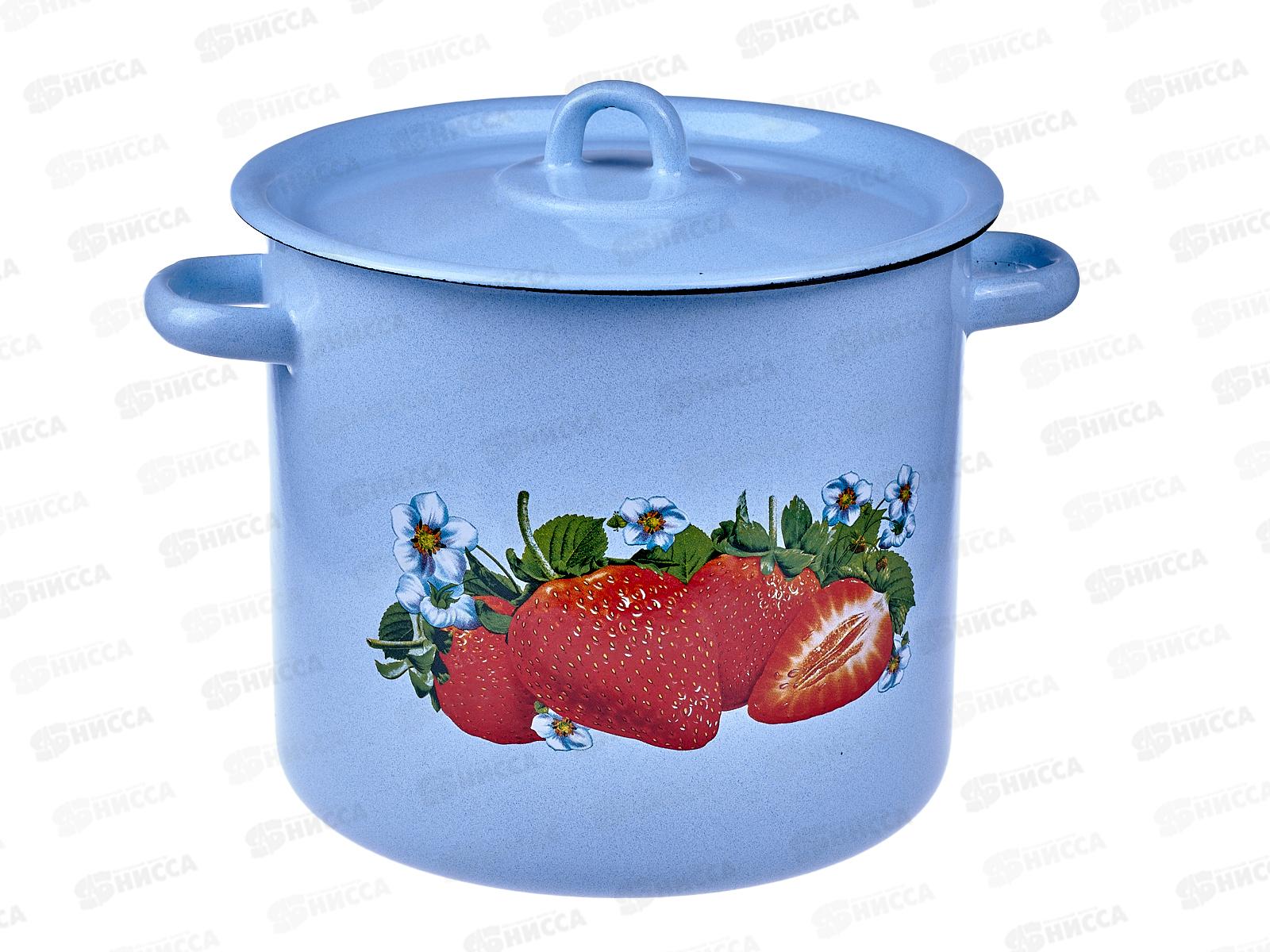 Кастрюля 5,5л цилиндрическая декорированная серо-голубая, с петлей С1617.СГ