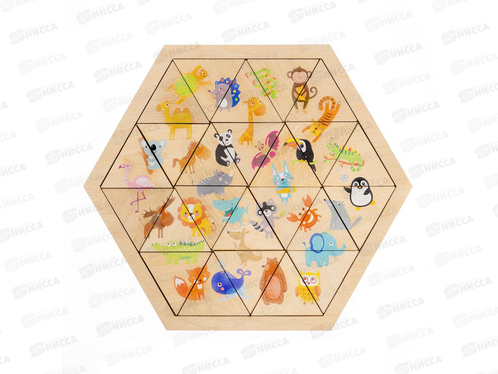 Пазл деревянный &quotВеселый зоопарк&quot 00780 (Занимательные треугольники)