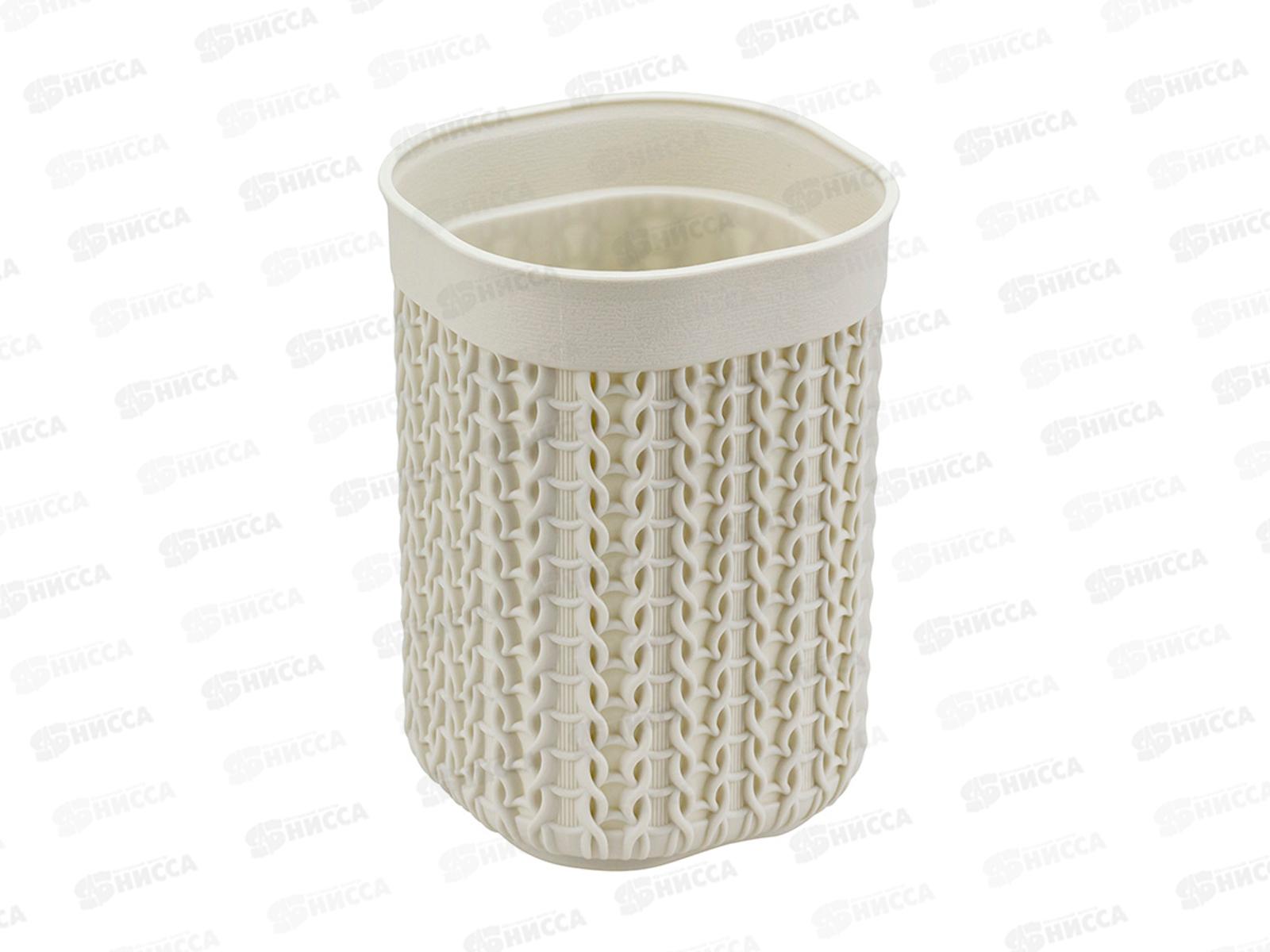 Стакан "ВЯЗАНИЕ" Белый ротанг М2237 *16