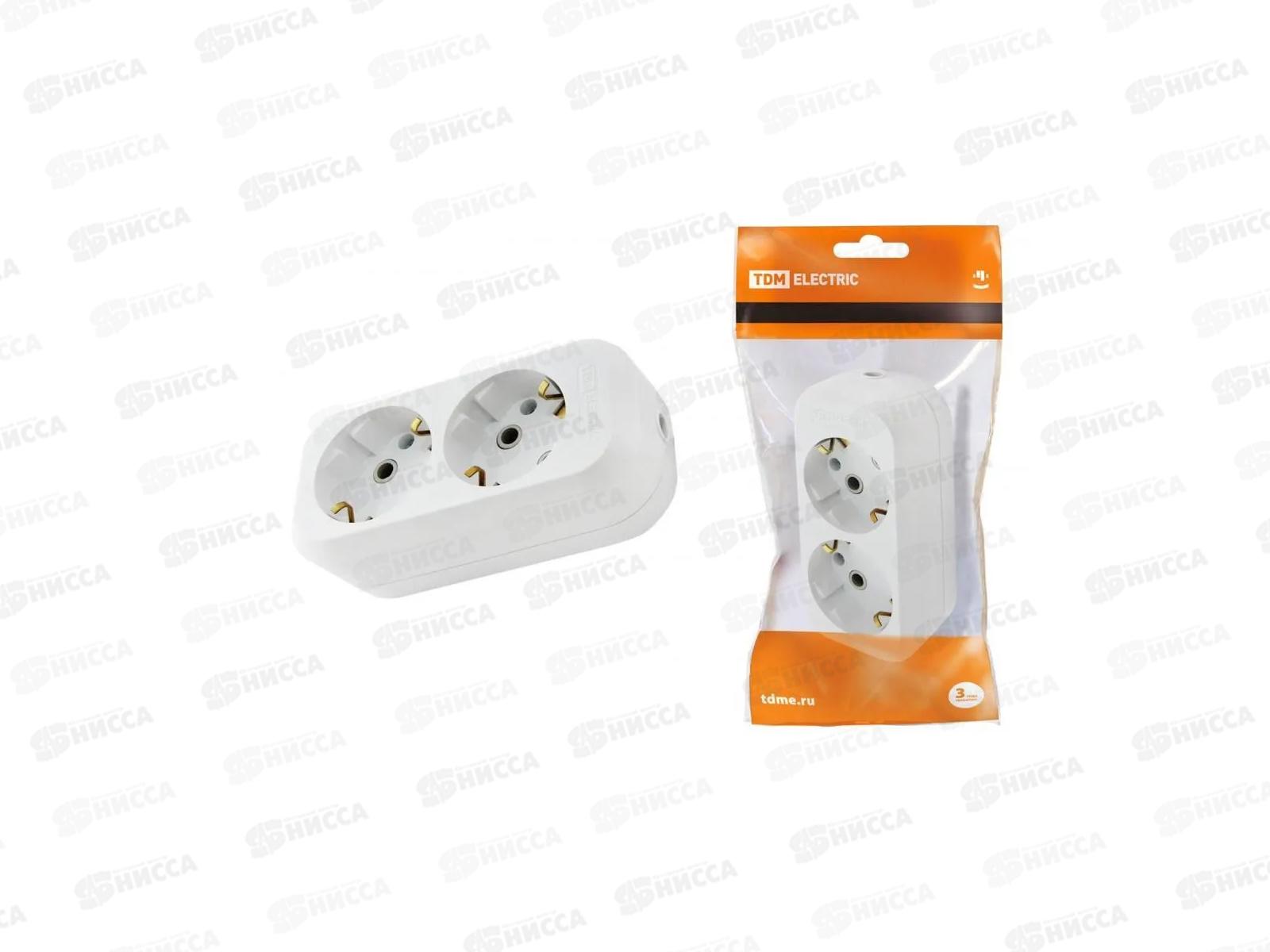 Колодка роз. TDM 2гнезда 2П с/з 16А 250В белая, 0015 *20/120