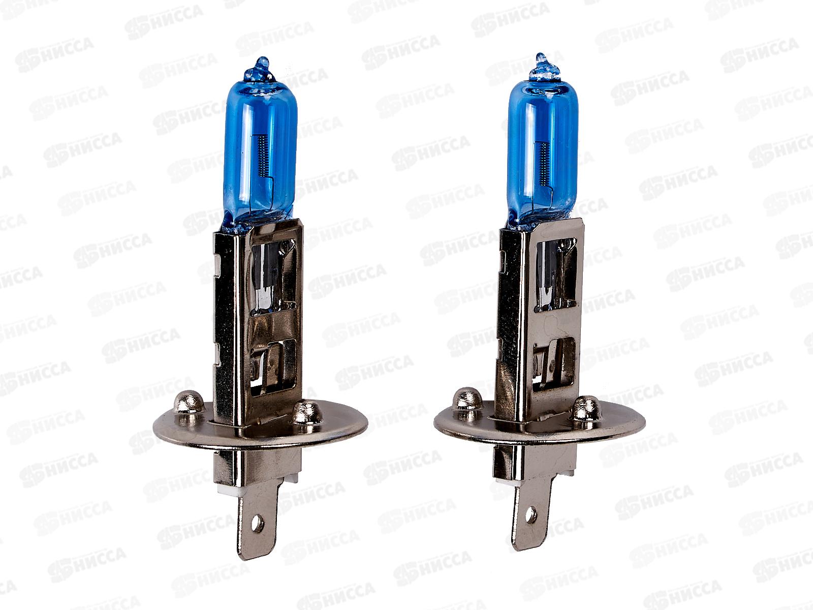 Лампа автомобильная H1 12V 55W 1-конт XENON WHITE+30 850Лм 4600К  СПУТНИК SKYWAY 2 шт