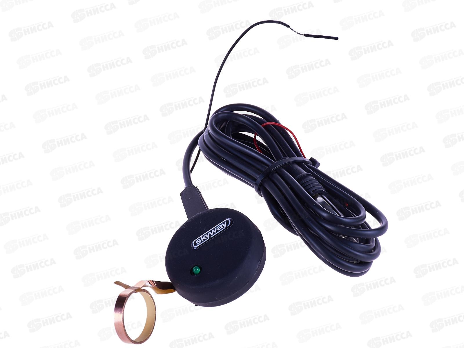 Антенна AM/FM/УКВ активная внутрисалонная SKYWAY ALPHA круглая тонкое полотно один ус кабель 2,2м Черный, S00203003
