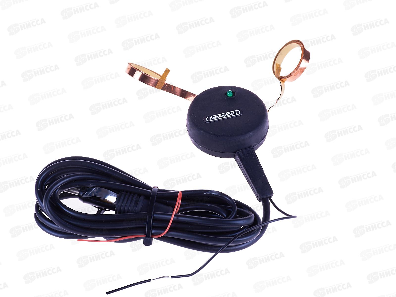 Антенна AM/FM/УКВ активная внутрисалонная SKYWAY BETA круглая тонкое полотно два уса кабель 2,2м Черный, S00203002