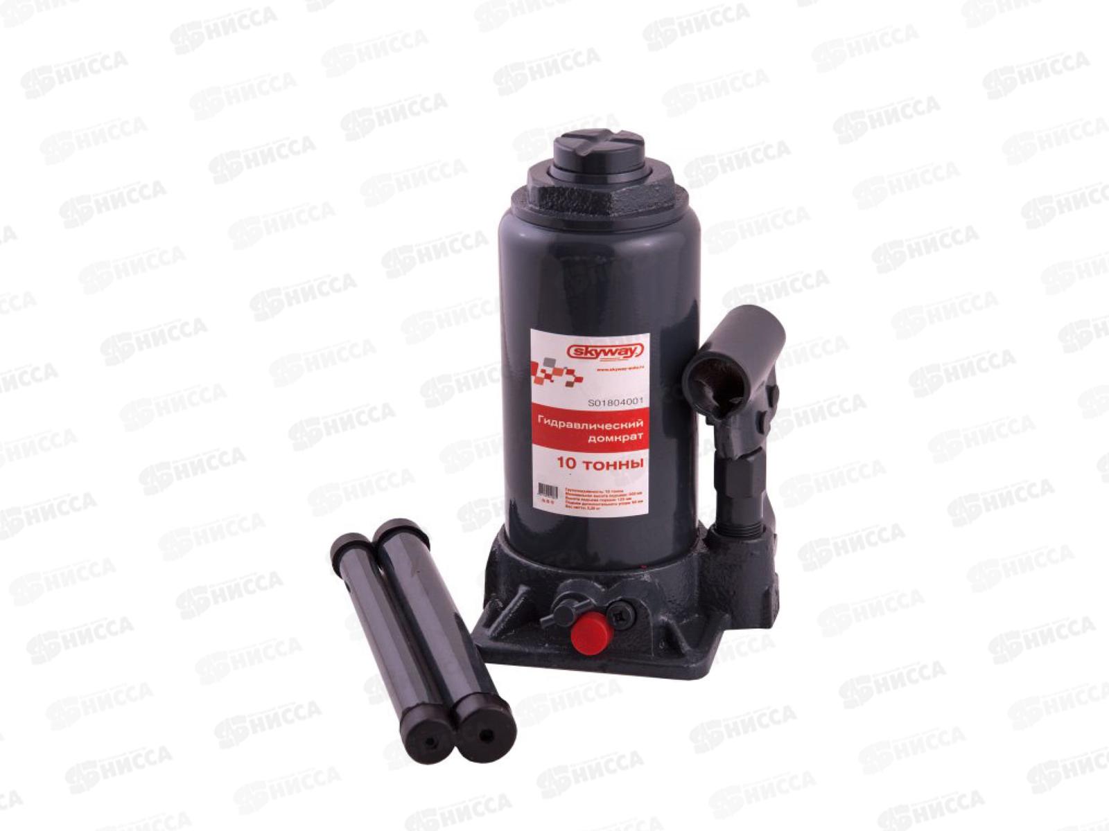 Домкрат гидравлический бутылочный SKYWAY с клапаном 10т h 200-385мм в коробке+сумка