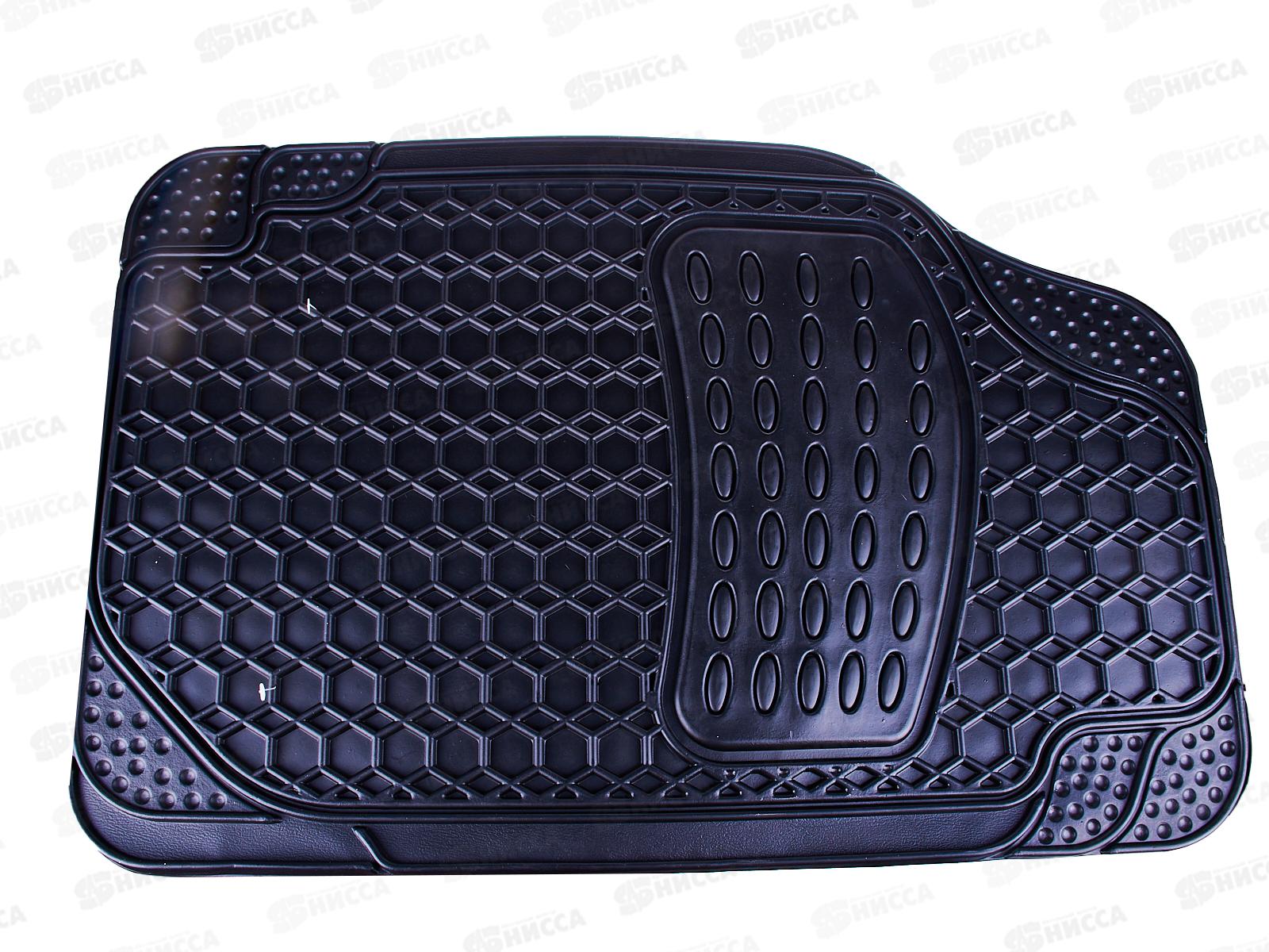 Коврик салона SKYWAY Стандарт 005 4пр. Резиновый Черный (п:69.5*45 см,з:43.5*45 см), S01704005