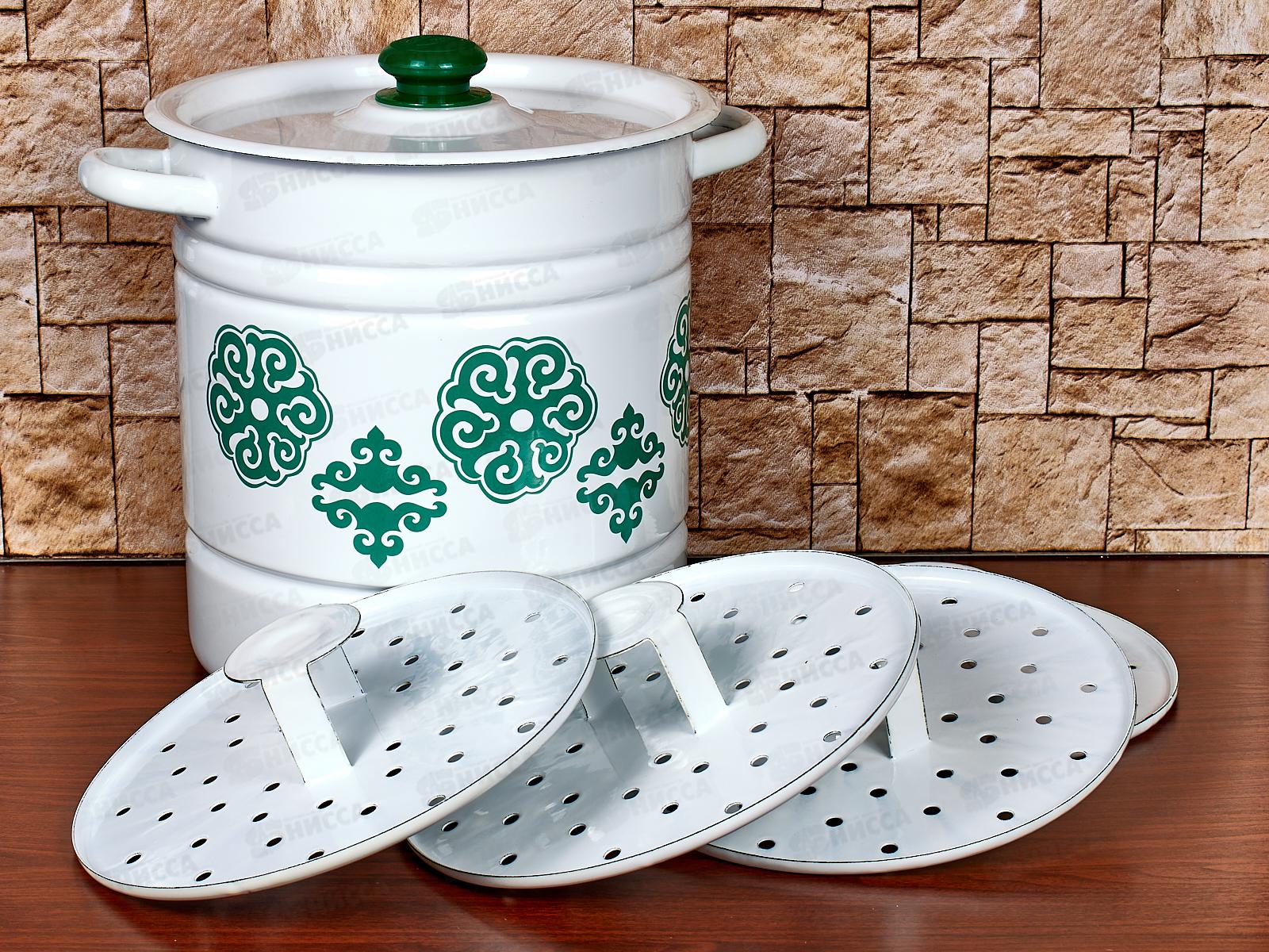 Мантоварка 12л декорированная (4 вставки) Аяна с пластиковой кнопкой С1724.3*127