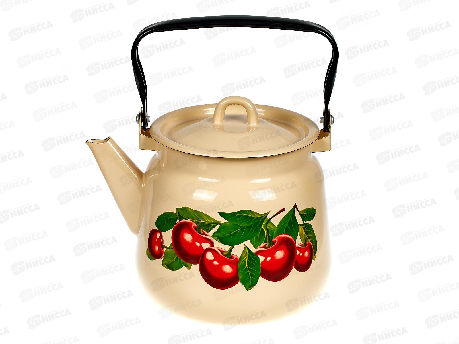 Чайник 3,5л декор сфер. Вишневый сад, палевый с петлей С2716.П*55