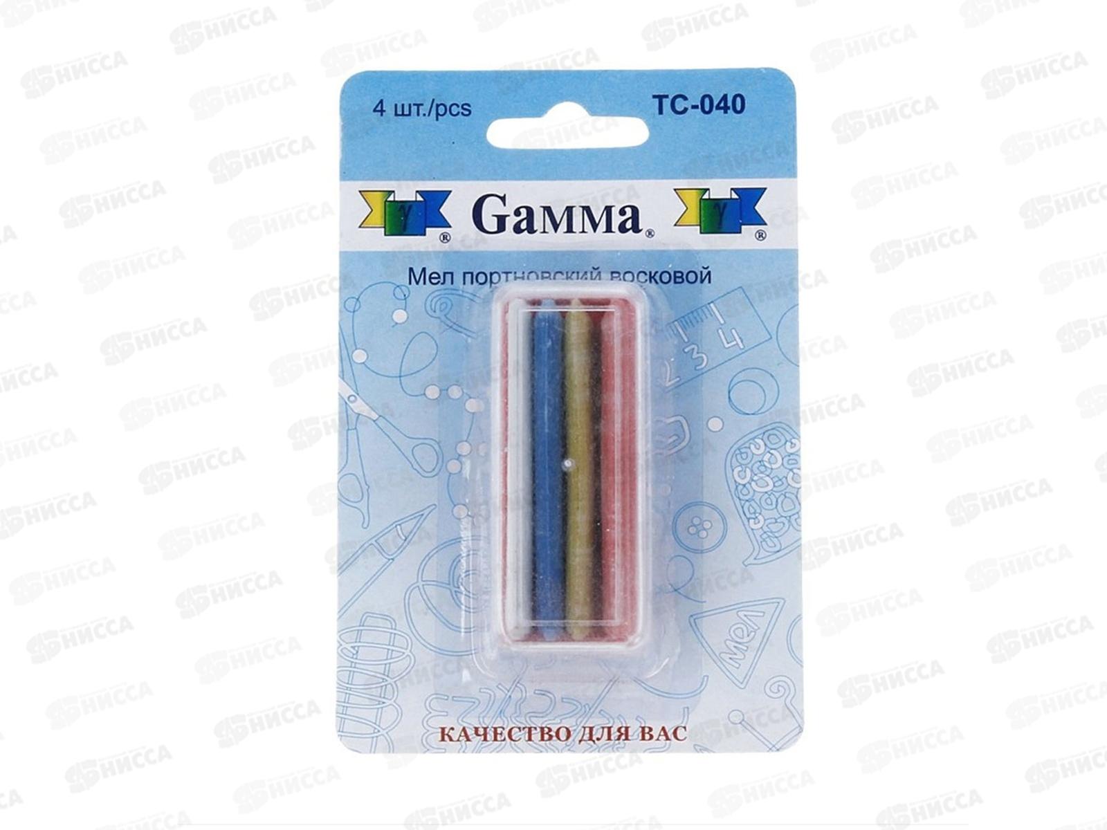 Мел портновский восковой &quotGamma" ТС-040 4шт ассорти в блистере