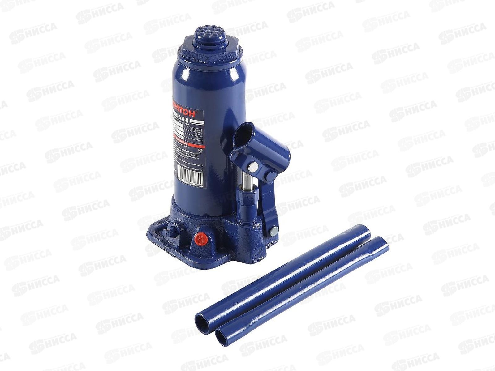 Домкрат гидравлический бутылочный 5т, высота под.216-413мм, Кратон HBJ-5.0