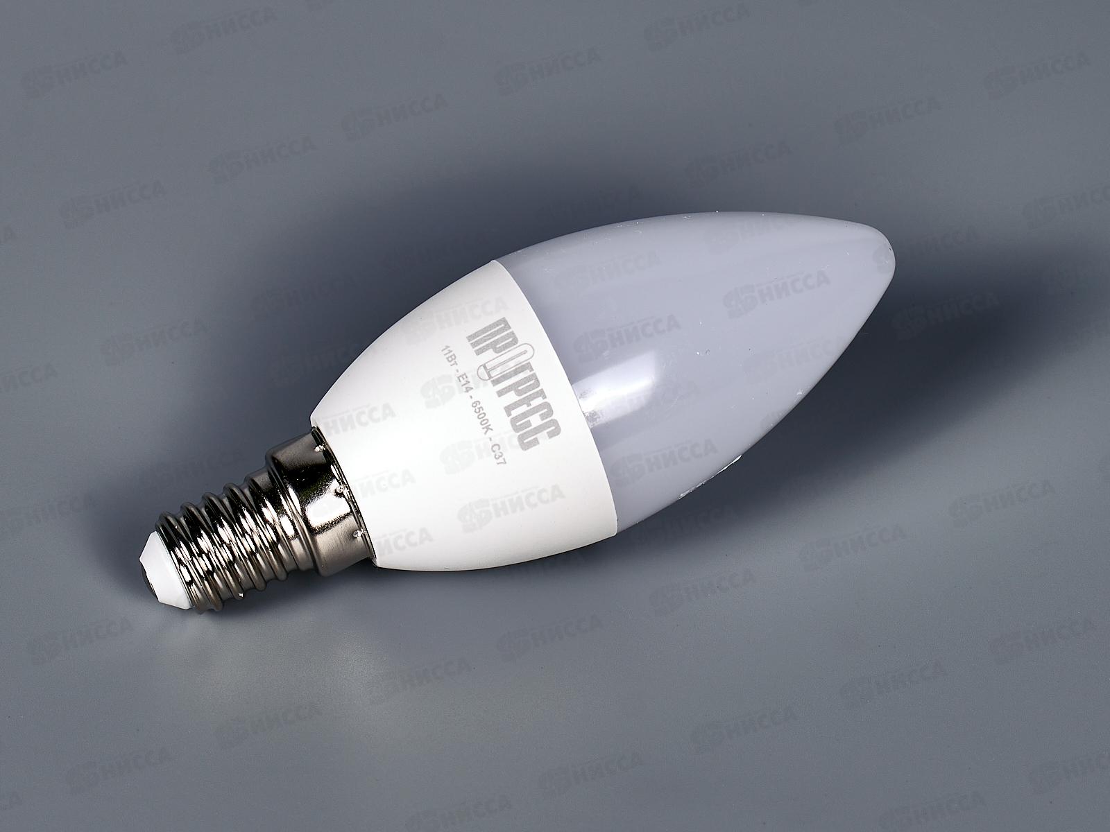 Лампа светодиодная Прогресс Standard 11Вт E14 С37 Свеча ярк свет *10/100