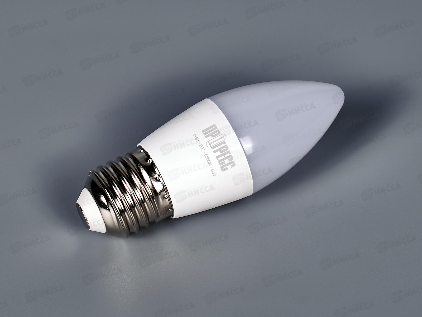 Лампа светодиодная Прогресс Standard 11Вт E27 С37 Свеча ярк свет *10/100