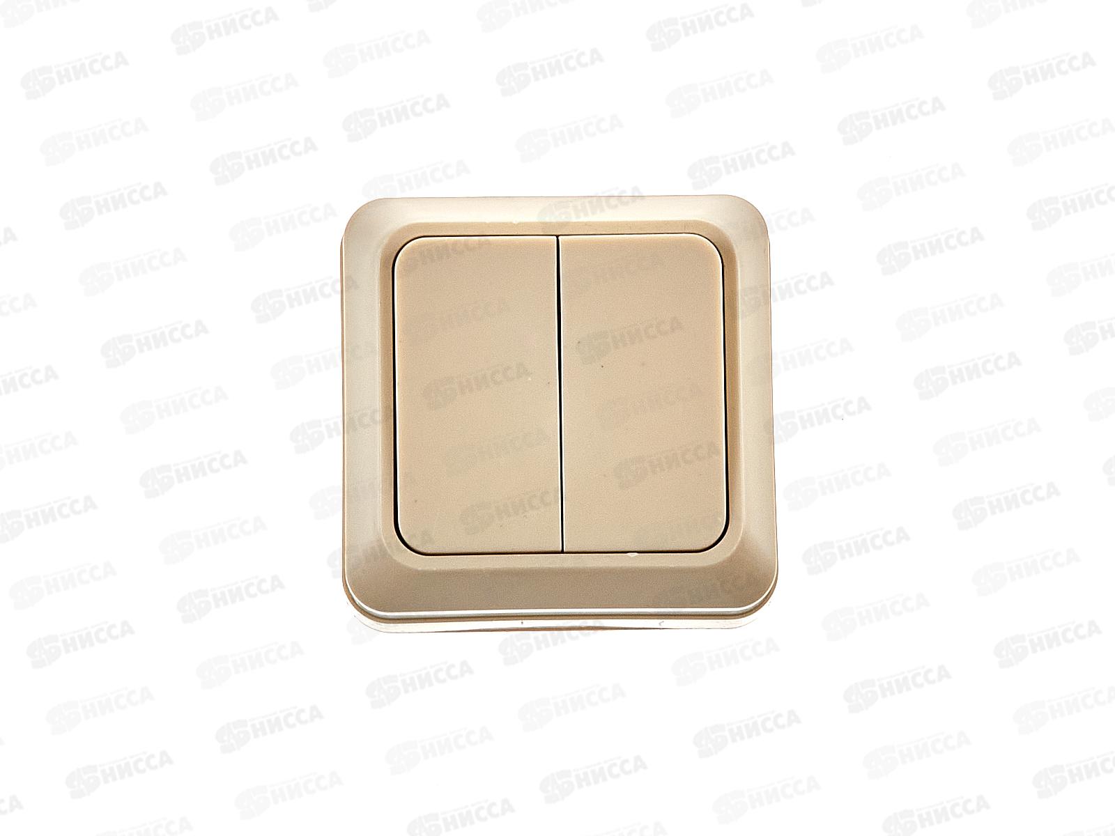 Выключатель Прогресс FITоткрытой установки 2клавиши без подсветки бежевый 10/200